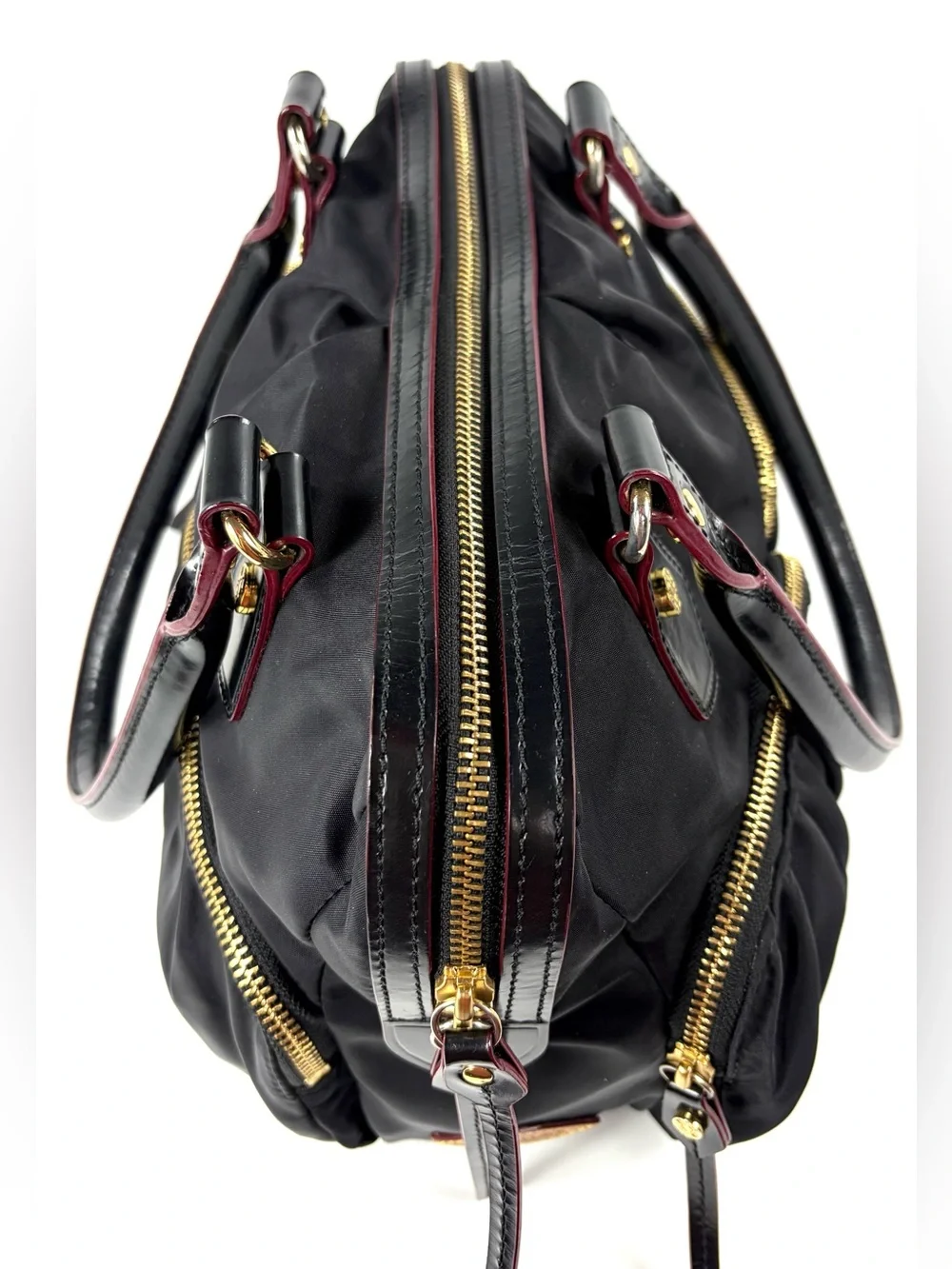 MZ Wallace Bedford Satchel Black Bedford Nylon Patent Leather Trim Gold Hardware - Picture 4 of 16